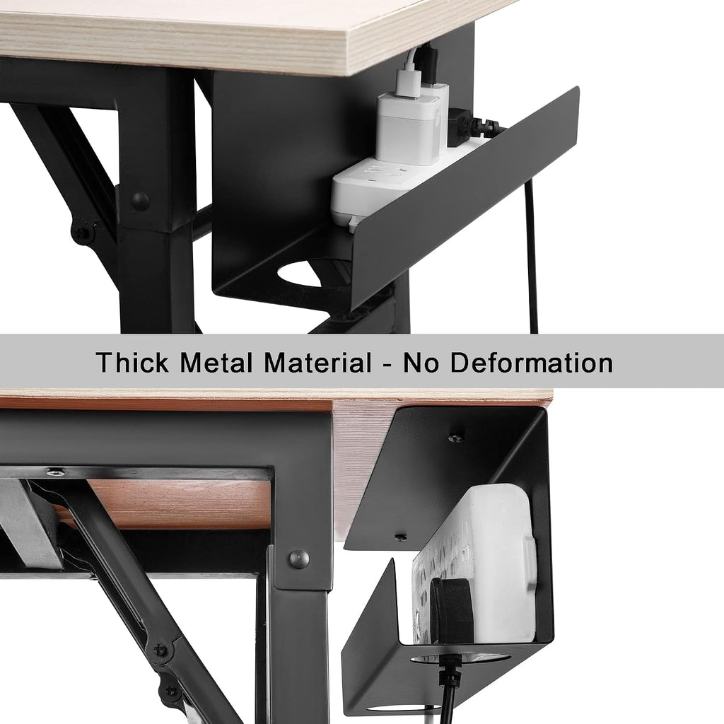 16.5in Steel Cable Management Under Desk Tray, Large Clamp-On Under Table Cord Hider Tray, No Drill Cable Organizer for Desk, Wire Management Raceway, Black Rack, W3in x H4.7in - view 5