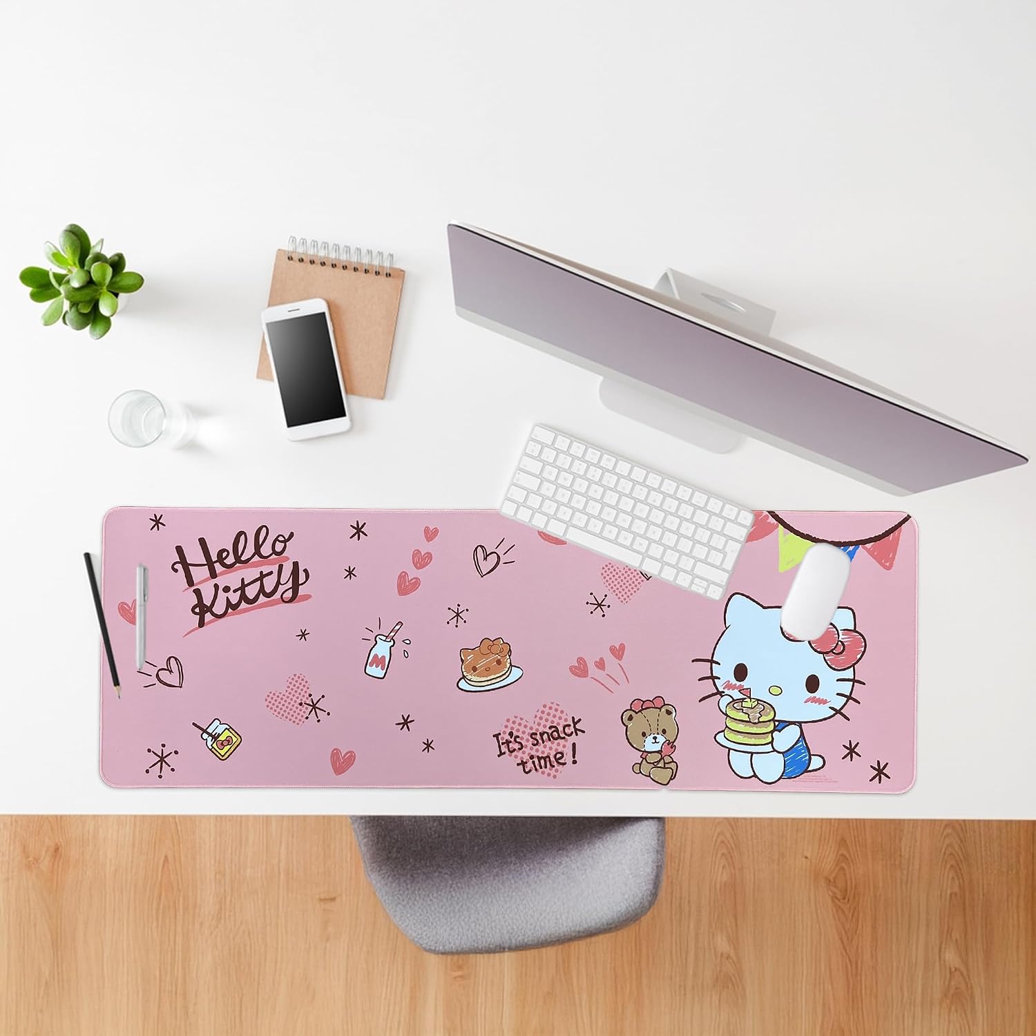 Hello Kitty Mouse Pad | Hello Kitty Placemat | Hello Kitty Room Decor | Kitty Kawaii Gaming Mat | Kawaii Kitty Runner | Girls Place Game Mat | Girls Mouse Pad | Pink | 36" X 12" | Officially Licensed - view 3
