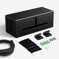 Large Cable Management Box-Stylish Wire Organizer, Wire Concealer and Wire Management Box-Wire Management Box with Protective Sleeve (Black)
