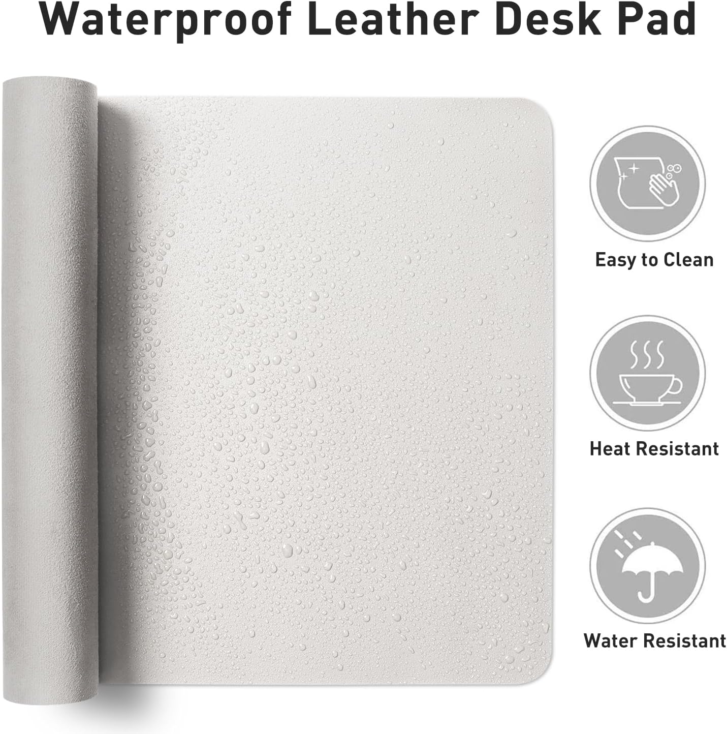 Leather Desk Pad Protector, Mouse Pad, Office Desk Mat, Non-Slip PU Leather Desk Blotter, Laptop Desk Pad, Waterproof Desk Writing Pad for Office and Home (Off-White,31.5" x 15.7") - view 6