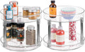 2-Tier Lazy Susan Turntable for Kitchen Cabinets, Shelf, Table, Countertop, 9" Multi Level Rotating Organizer Carousel, Storage Turntable Organizer, Ligne Collection, 2 Pack, Clear/Chrome