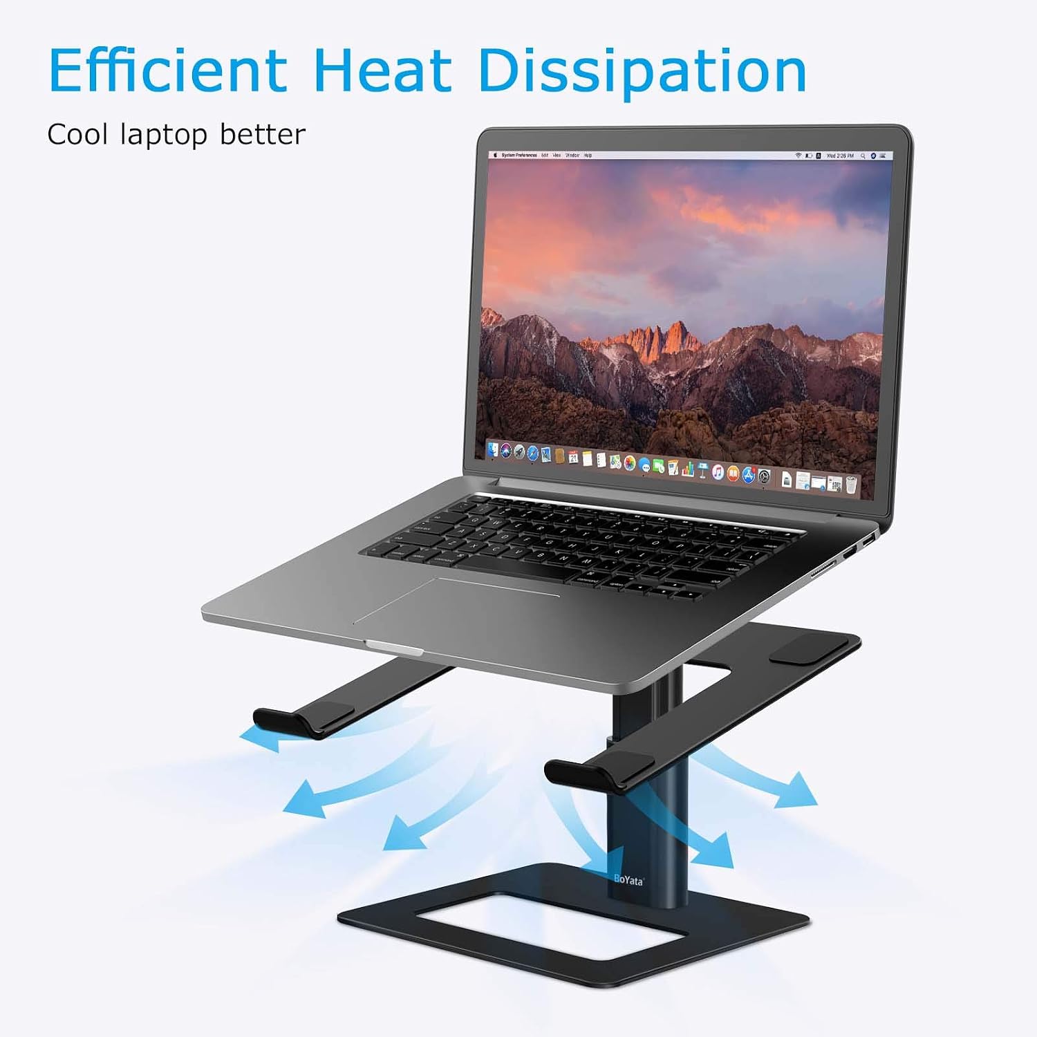 Laptop Stand, Height Adjustable Laptop Riser for 11-17" Laptops | Ergonomic Laptop Stand for Desk, Ventilated with U-Shaped Open Design, Sturdy Notebook Stand for 10-17'' Laptops, Black - view 5
