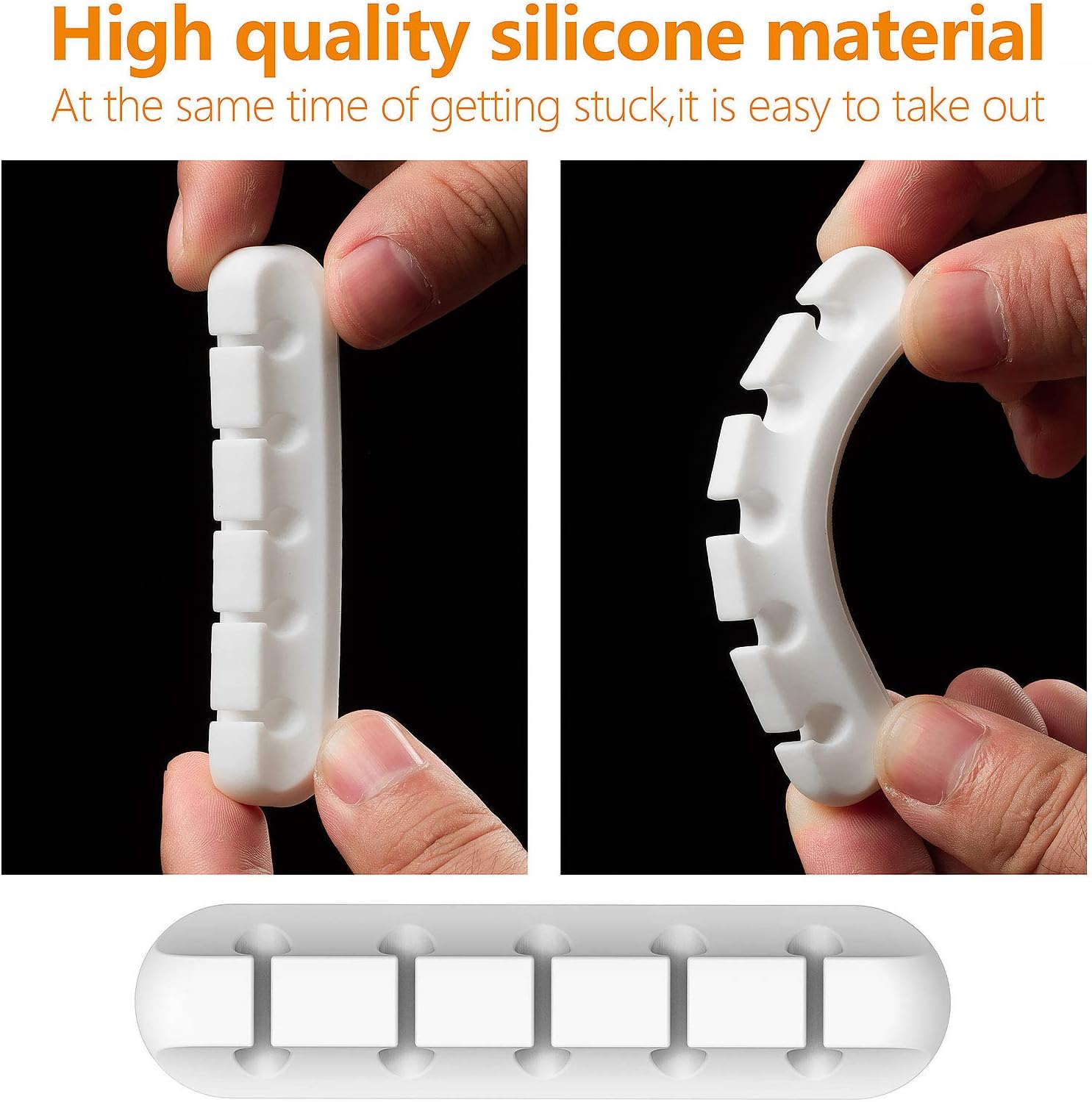 Cord holder cable organizer clips cord organizer for desk, nightstands | self adhesive, office, car, white silicone cord keeper, cable management, wire holders for phone charger cords - view 5