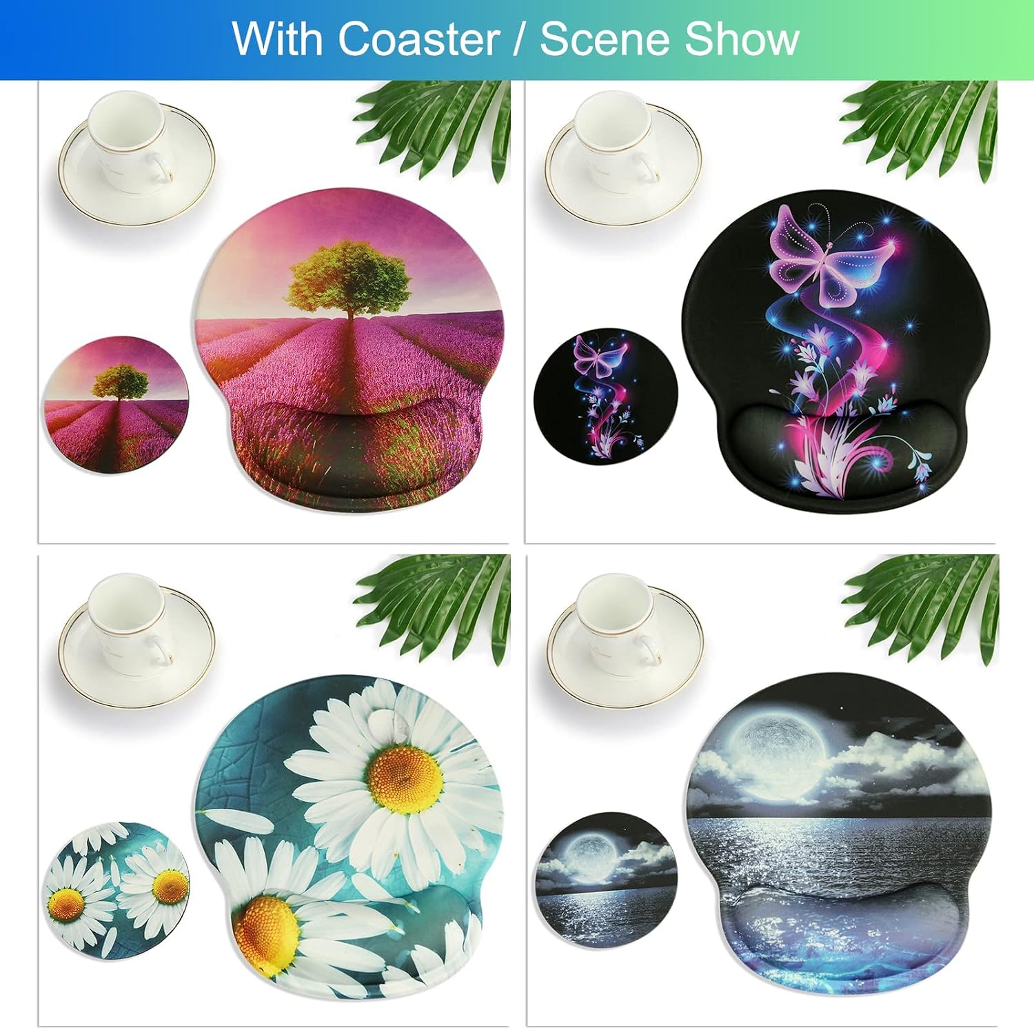 Ergonomic mouse pad with wrist rest support, gel mouse pads for desk | big mousepad with coaster non-slip & pain relief for computer, home & office desk decor - view 3