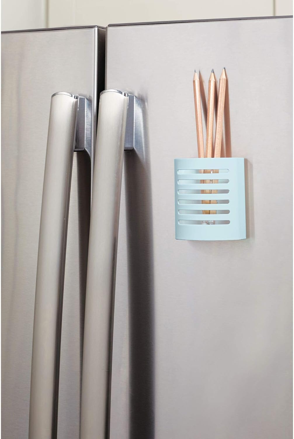85176 Magnetic Modern Pen and Pencil Holder, Writing Utensil Storage Organizer for Kitchen, Locker, Home, or Office, Set of 1, Mint Blue - view 2