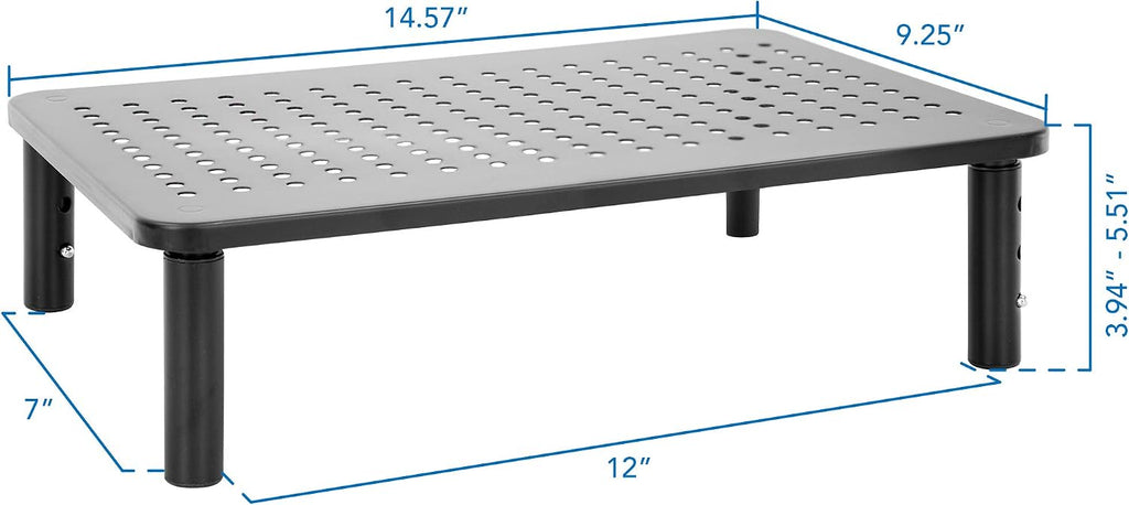 Mount-It! Height Adjustable Single Monitor Riser | Metal Mesh Computer Screen Platform | Desktop Riser for Laptop, Monitor, and Printer | 44lbs Capacity (Black) - view 6