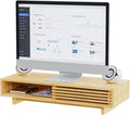 Computer Monitor Stand with Drawer, Dual Laptop Stand for Desk,Single Monitor Riser with Storage,Wood Office Desk Organizer & Accessories