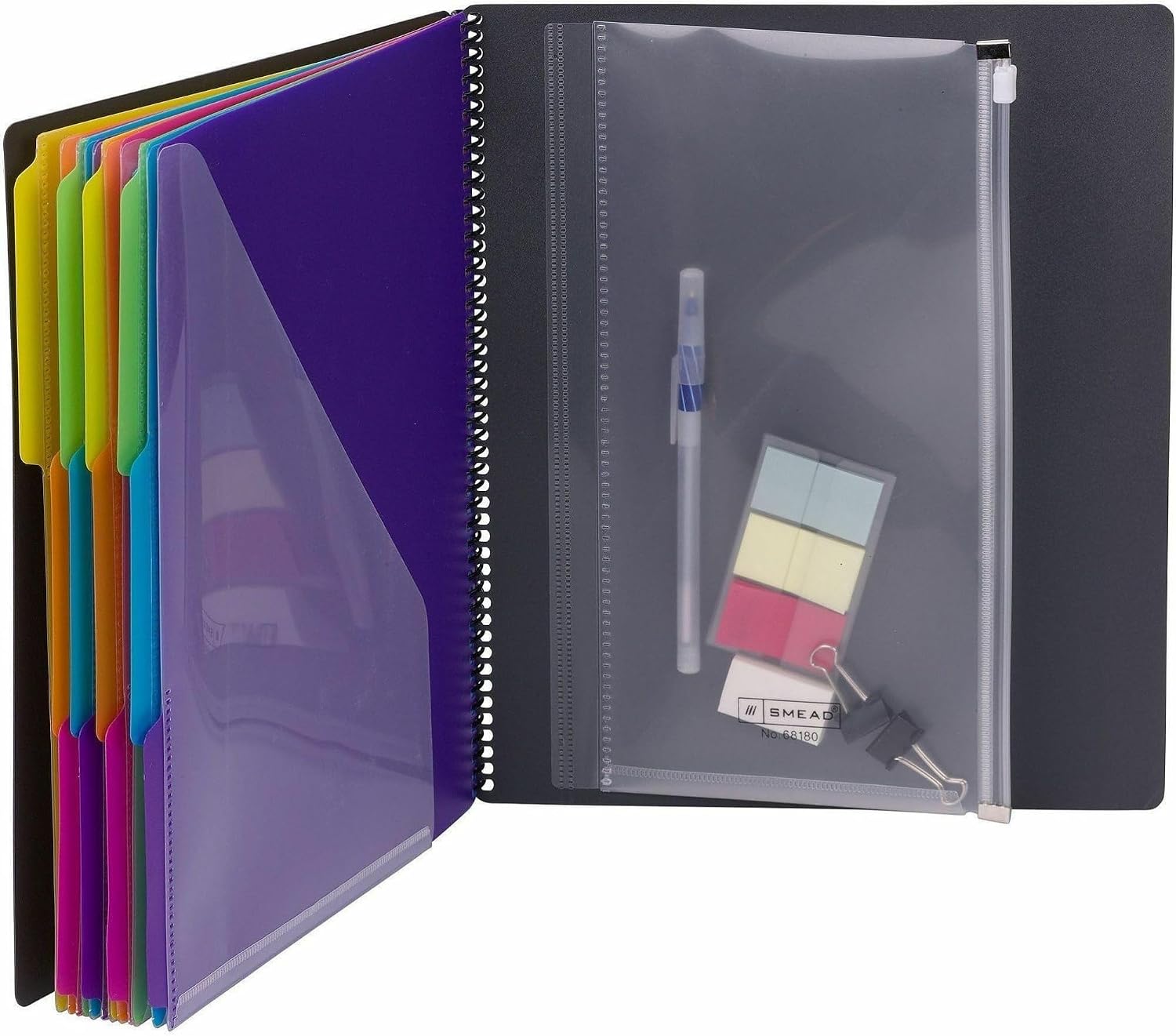 Project Organizer, 24 Pockets, Grey with Assorted Bright Tabs, Tear Resistant Poly, 1/3-Cut Tabs, Letter Size (89206) - view 4