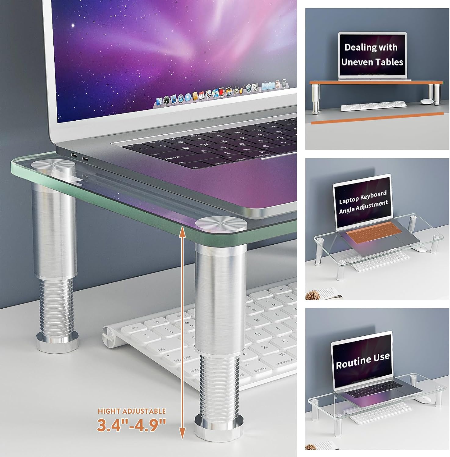 Clear Computer Monitor Riser with Height Adjustable Multi Media Desktop Stand for Flat Screen LCD LED TV, Laptop/Notebook/Xbox One,HD01T-001 - view 2
