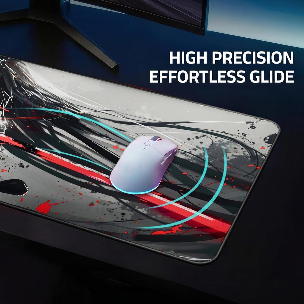 XXL anime gaming mouse pad 35.4 x 15.7 inch - water-resistant | stitched edges - large XL mousepad for desk - gamer accessories big full deskpad mat game mousepads deskmat - view 5