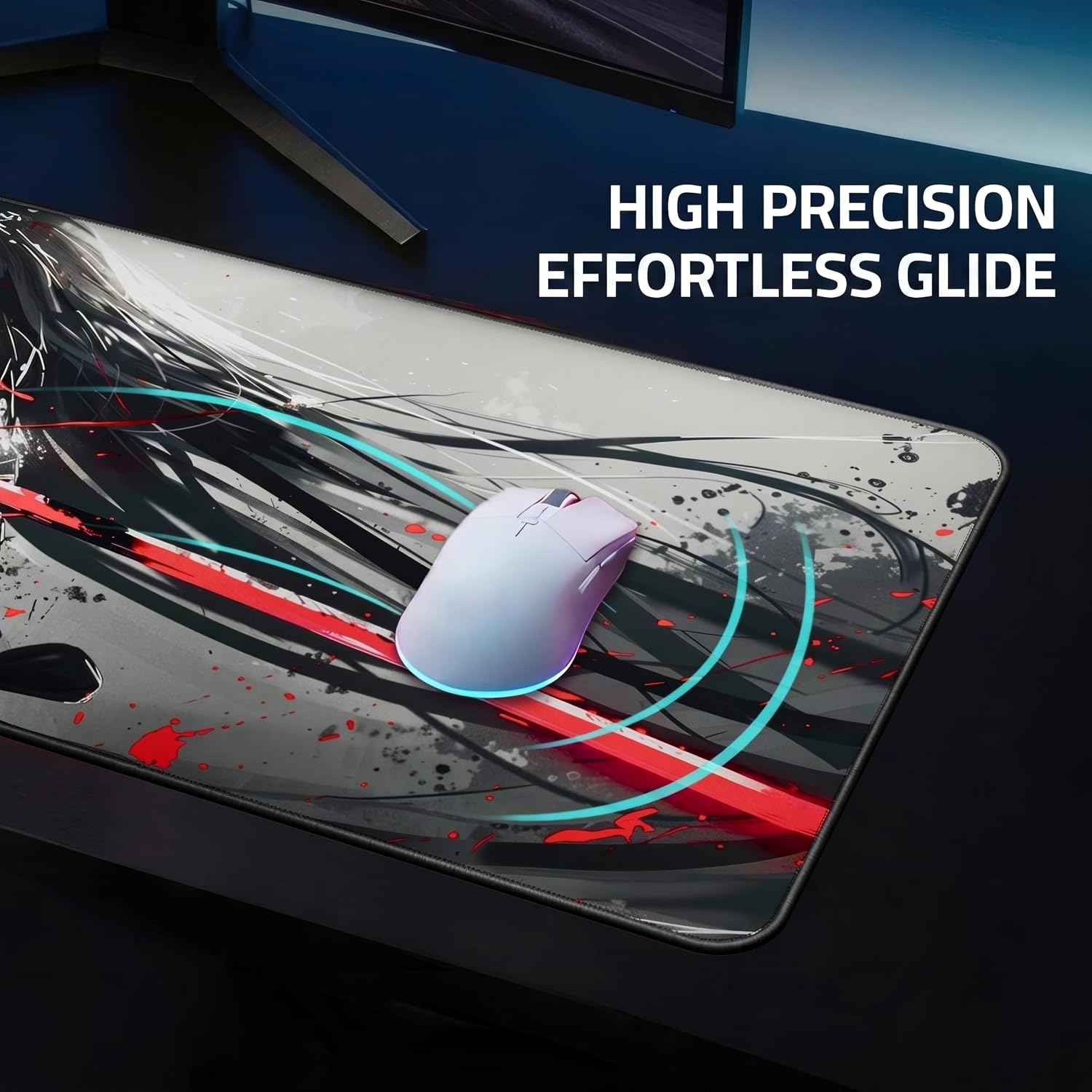 XXL anime gaming mouse pad 35.4 x 15.7 inch - water-resistant | stitched edges - large XL mousepad for desk - gamer accessories big full deskpad mat game mousepads deskmat - view 5
