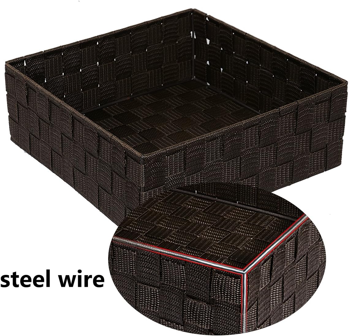 Woven Storage Baskets for Organizing, Small Baskets Cube Bin Container Tote Organizer Divider for Drawer, Closet, Shelf, Dresser, Set of 4(Brown) - view 4