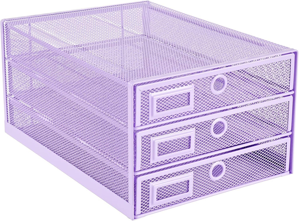 Desk Organizer Wire Mesh 3 Tier Sliding Drawers Paper Sorter/Multifunctional/Premium Solid Construction for Letters, Documents, Mail, Files, Paper, Kids' Art Supplies (Black) - view 8