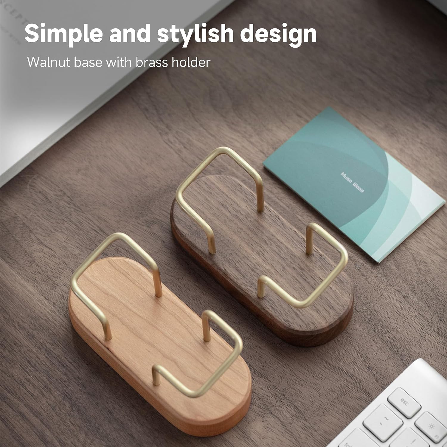 Business Card Holder for Desk, Wooden Creative Business Card Display for Desk, Wood Business Card Stand for Office, Tabletop (Walnut 1pack) - view 4