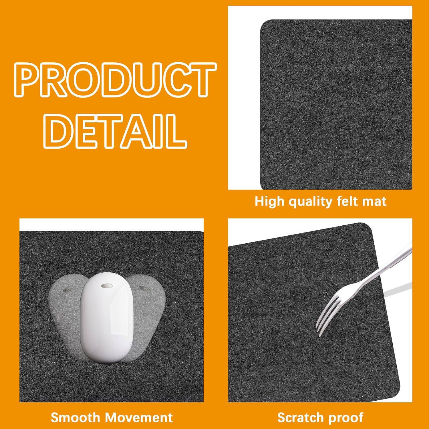 Large Felt Desk mat 36x12 inches, with Non-Slip Full Desk Mouse Pad,Office Computer Desk Mat for Keyboard,Felt Desk Mat for Desk Pad Protector (Dark Gray) - view 4