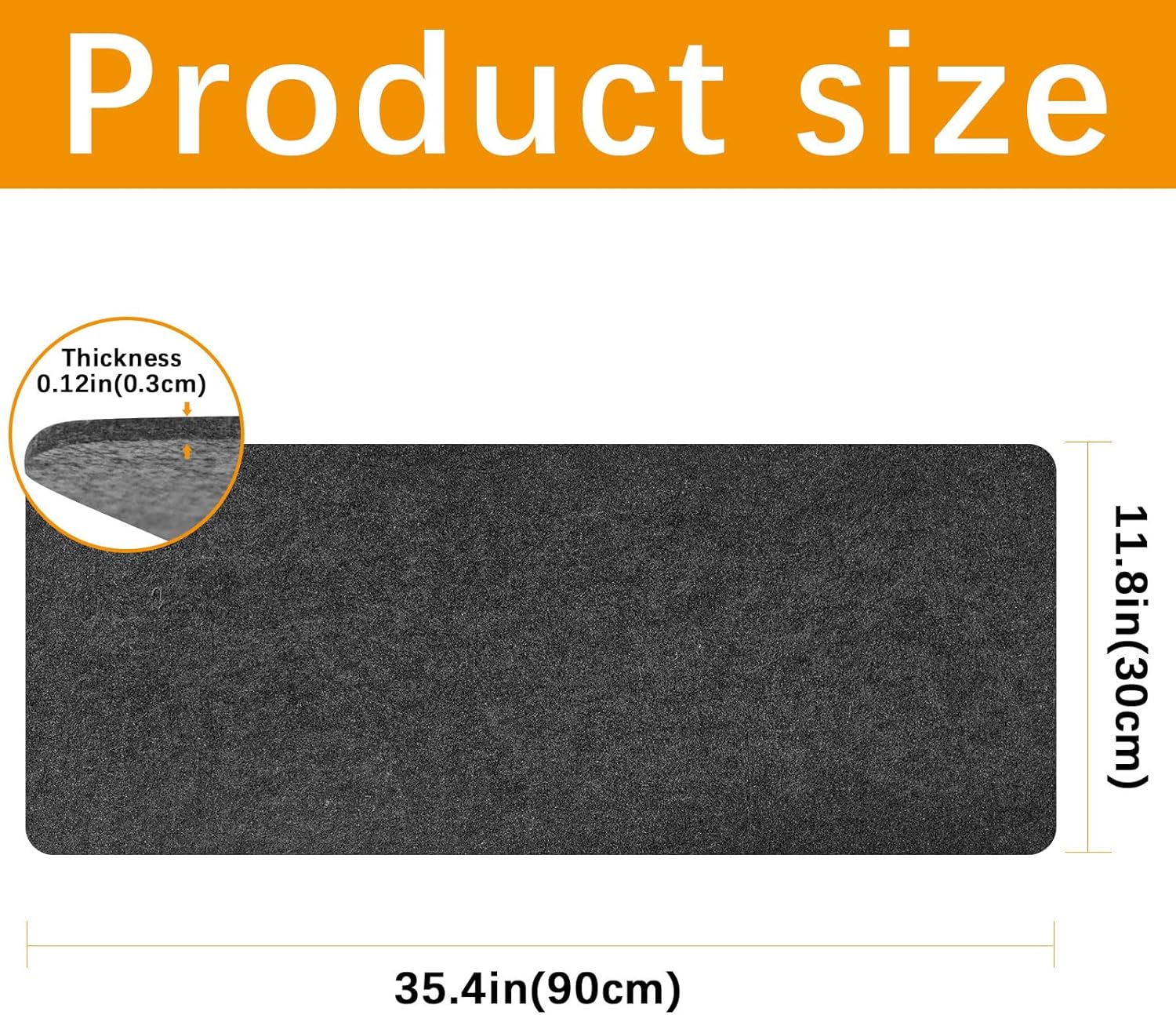 Large Felt Desk mat 36x12 inches, with Non-Slip Full Desk Mouse Pad,Office Computer Desk Mat for Keyboard,Felt Desk Mat for Desk Pad Protector (Dark Gray) - view 2