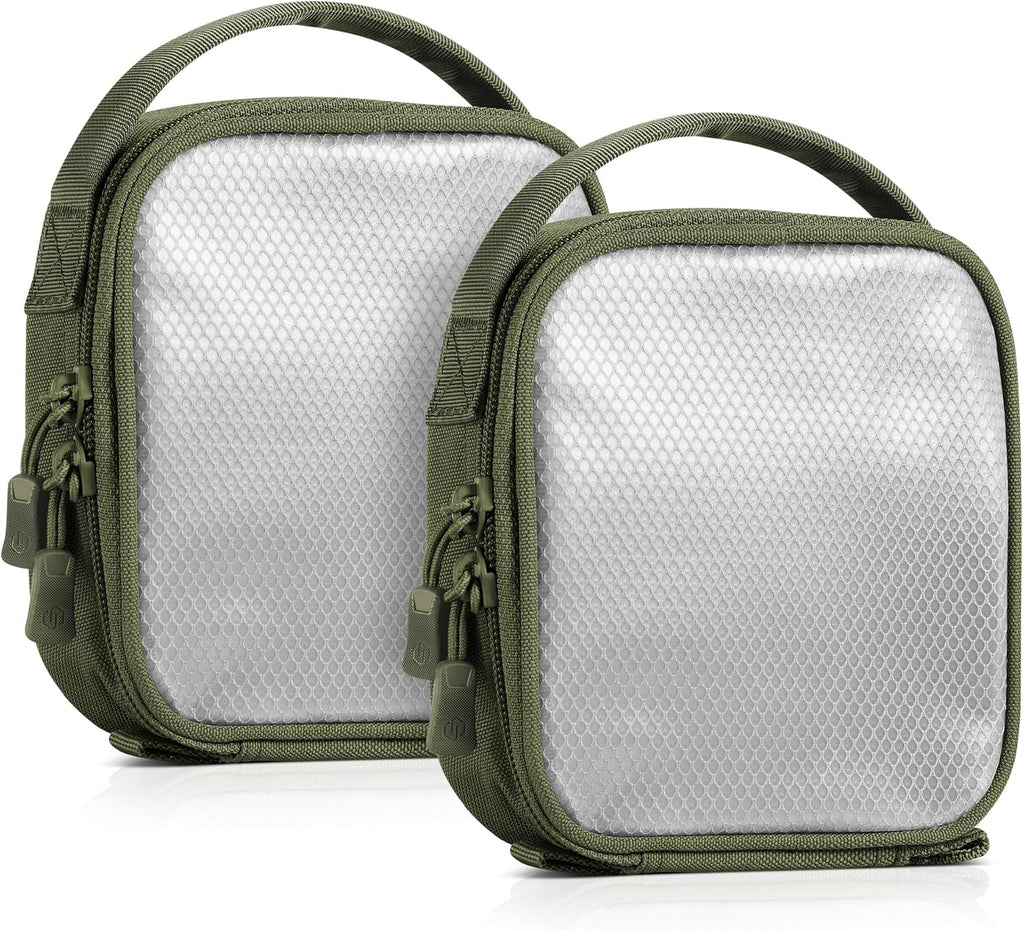 Core Tactical Mesh Zipper Pouch, 6" x 6" Modular EDC Tool Organizer Range Gear Utility Storage Pocket w/Hook Backing, Dump Pouch with Handle, 2-Pack