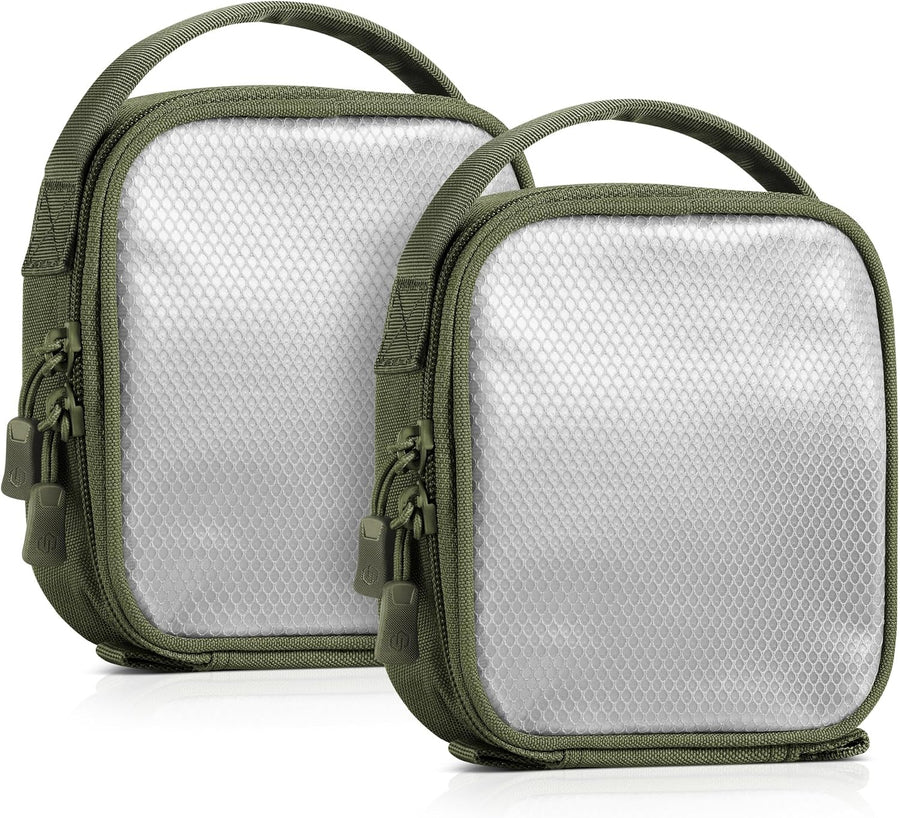 Core Tactical Mesh Zipper Pouch, 6" x 6" Modular EDC Tool Organizer Range Gear Utility Storage Pocket w/Hook Backing, Dump Pouch with Handle, 2-Pack