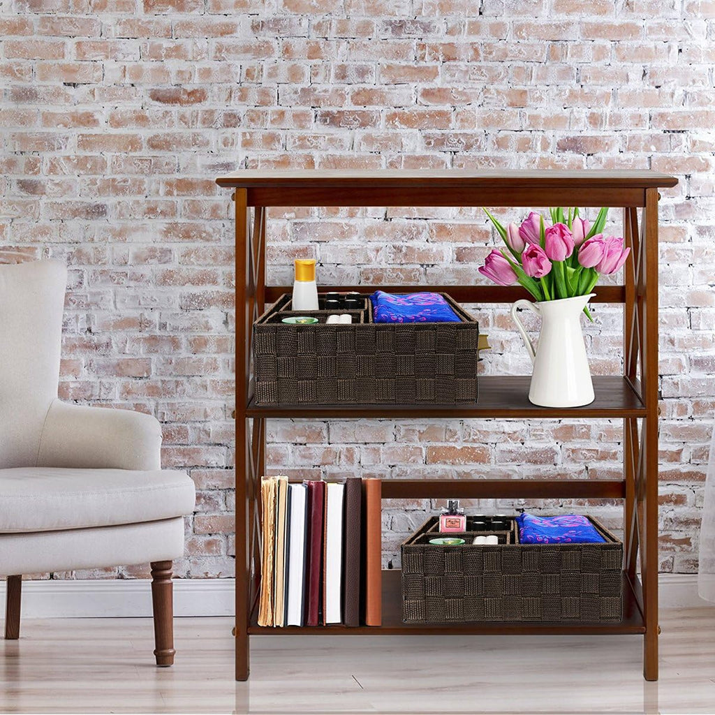 Woven Storage Baskets for Organizing, Small Baskets Cube Bin Container Tote Organizer Divider for Drawer, Closet, Shelf, Dresser, Set of 4(Brown) - view 8