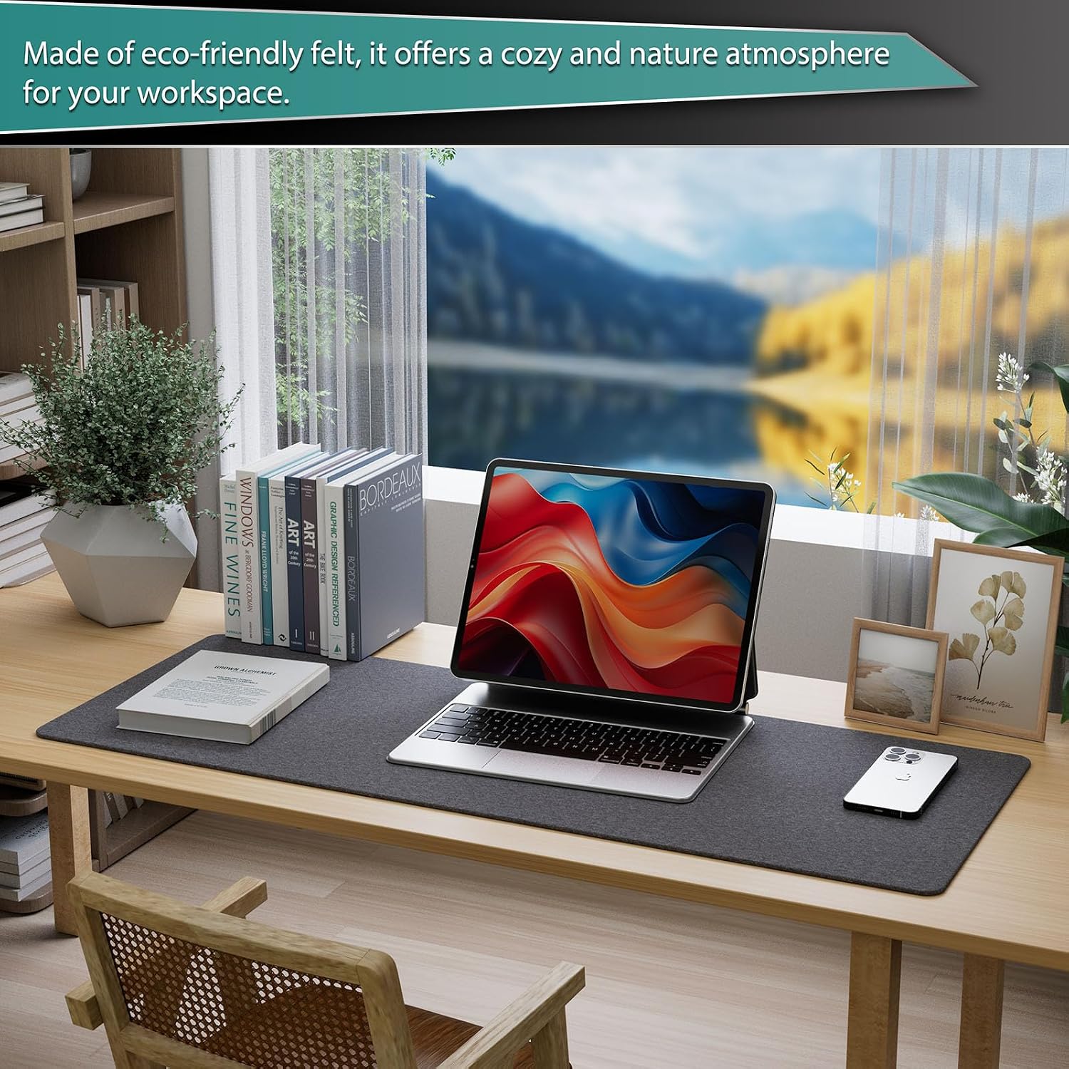Large Felt Desk Protector Mat and Pad, (Dark Gray, 31.5"x11.8") | Non-Slip Desk Mat, Desk Pads and Blotters, Desktop Mat, Desk Protector and Cover, Office Computer, Laptop and Keyboard Mat - view 4