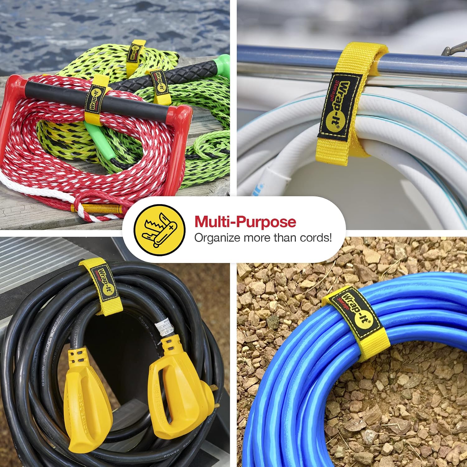 Quick-Straps - 12" (12 Pack) Yellow - Extension Cord Holder for RV and Boat Organizing | Extension Cord Holder for RV and Boat Organizing - view 4