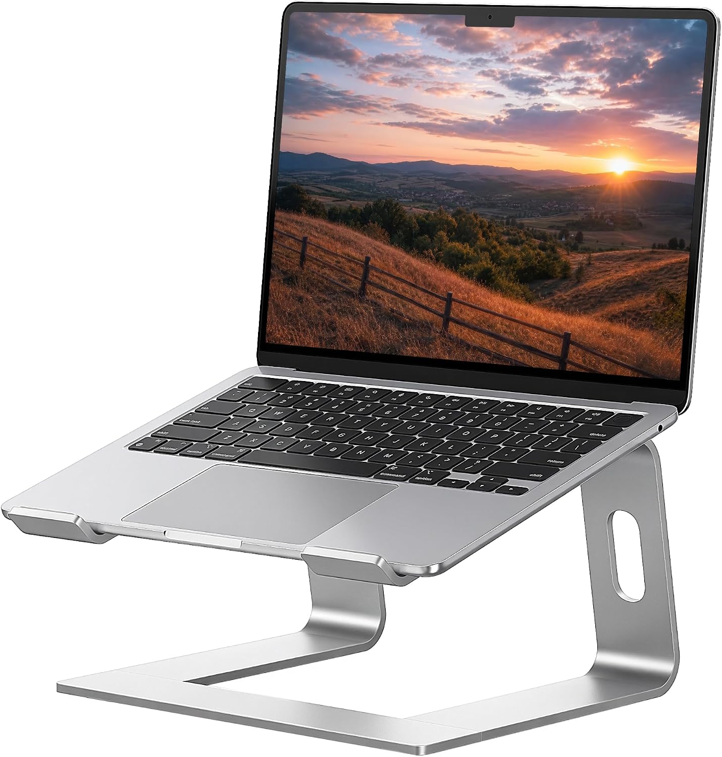 Laptop Stand, Aluminum Computer Riser, Ergonomic Laptops Elevator for Desk, Metal Holder Compatible with 10 to 15.6 Inches Notebook Computer, Silver
