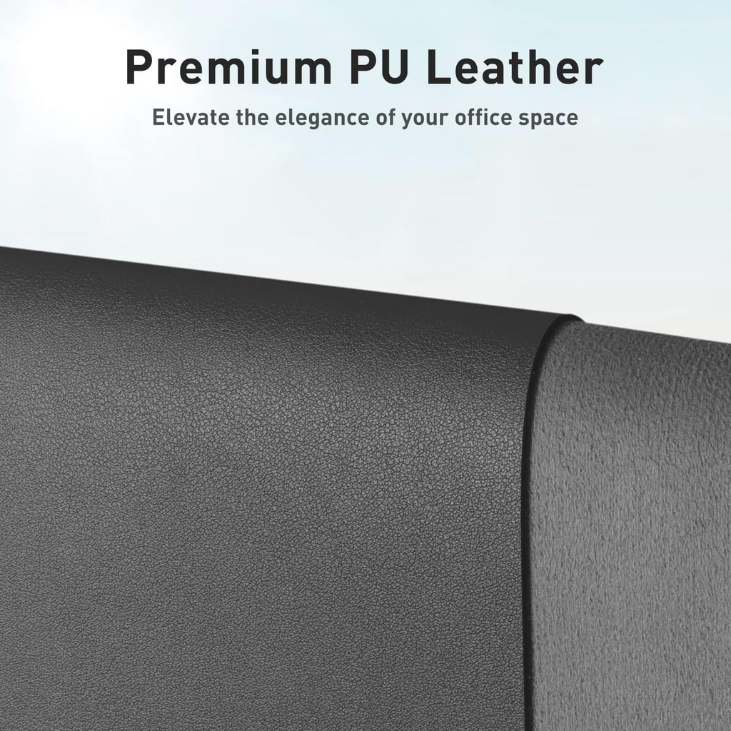 Leather desk pad protector, mouse pad, office desk mat, non-slip PU leather desk blotter, laptop desk pad, waterproof desk writing pad for office and home (gray, 23.6" x 13.7") - view 2