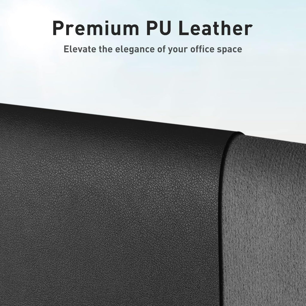 Non-Slip Waterproof PU Leather Desk Pad Protector for Mouse, Writing Desk, Office, Home, Laptop Blotter, 23.6" x 13.7", Black - view 2
