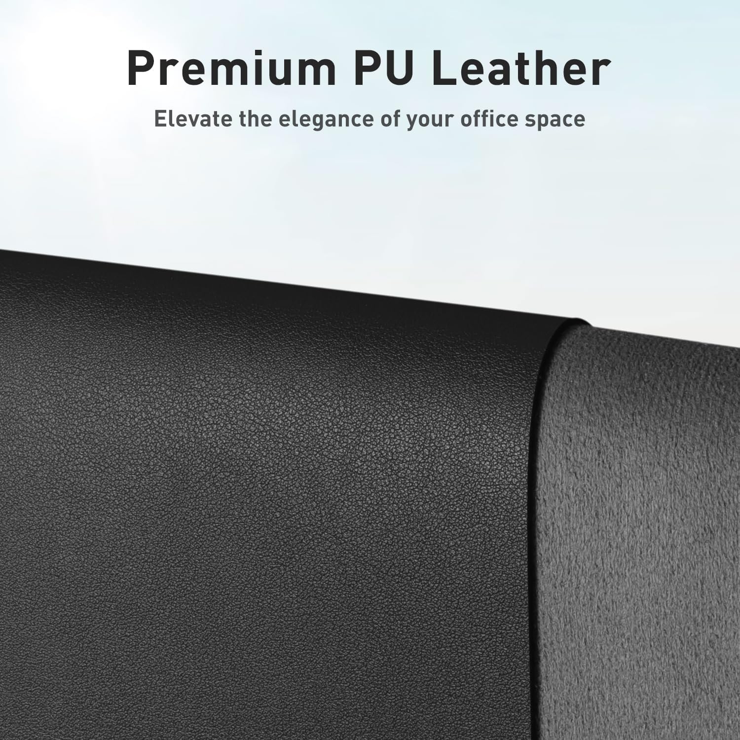 Non-Slip Waterproof PU Leather Desk Pad Protector for Mouse, Writing Desk, Office, Home, Laptop Blotter, 23.6" x 13.7", Black - view 2