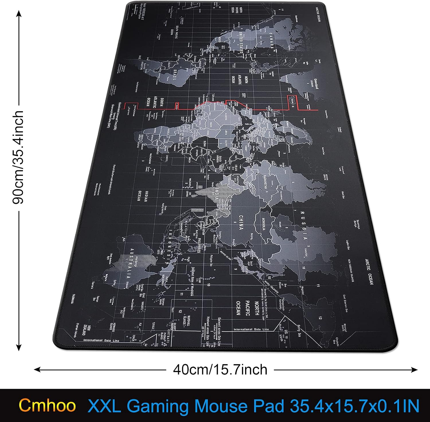 XXL professional large mouse pad & computer game mouse mat (35.4x15.7x0.1IN, map) (90 * 40 map) - view 2
