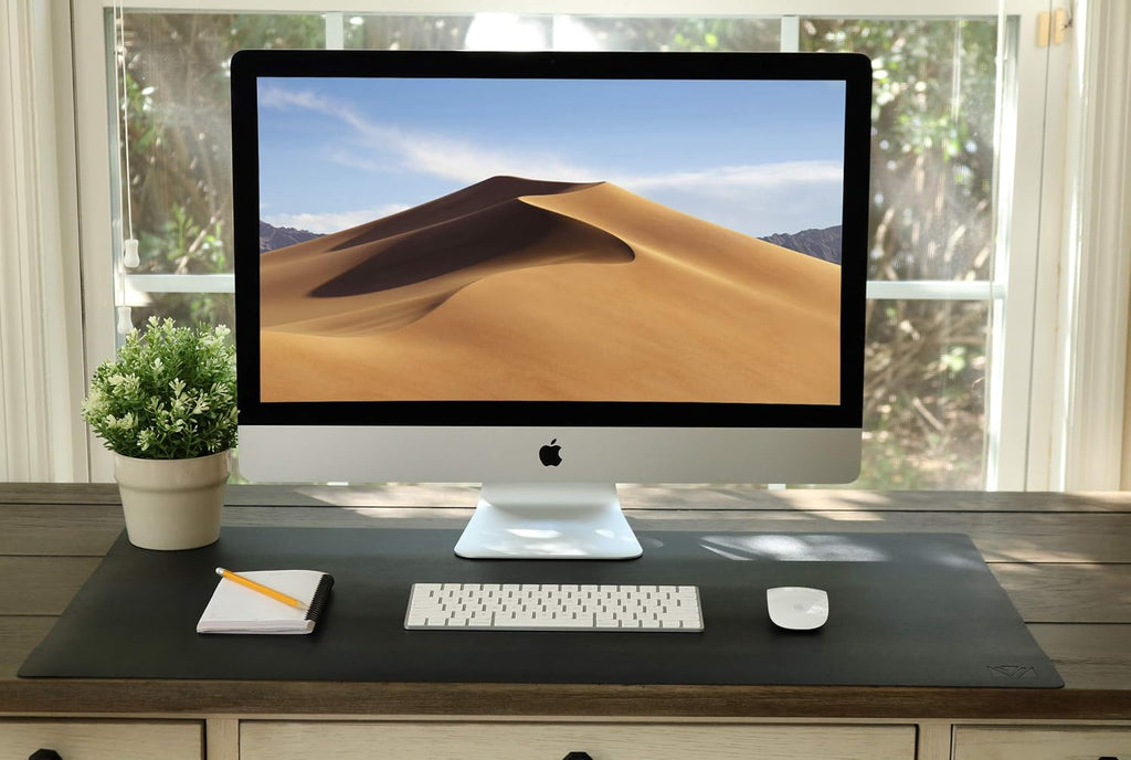 Leather Desk Mat Large 44" x 22", Desk Protector Mat, PU Leather Desk Pad, Large Mouse Pad, Desk Blotter, Desk Pads on Top of Desks, Desk Matt for Desktop, Office Desk Mat (Black) - view 6