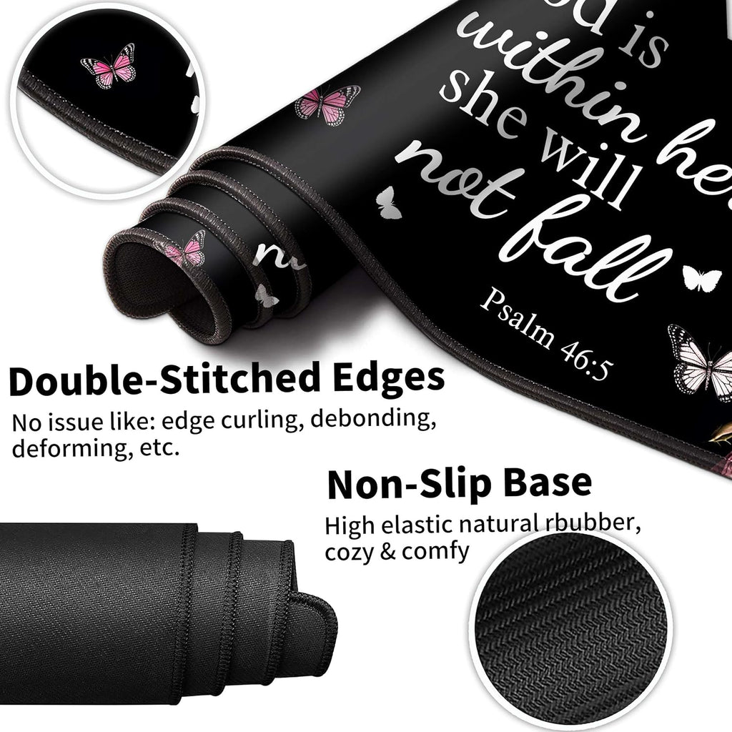 Large gaming mouse pad set 35.4 x 15.7 with keyboard wrist rest, wrist support, and coaster memory foam smooth desk pad mousepad for home office school - floral bible - view 7