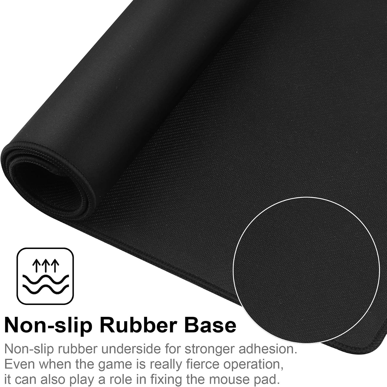 Large gaming mouse pad with stitched edges, [27.5x11.8in] extended mouse pad with non-slip natural rubber base for gamer/desktop/office/home (70x30 black) - view 3