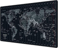 Large mouse pad 35.4x15.7 inch world map - XXL gaming desk mat with non-slip rubber base, stitched edges | keyboard and mouse pad for gaming/office | portable desk pad