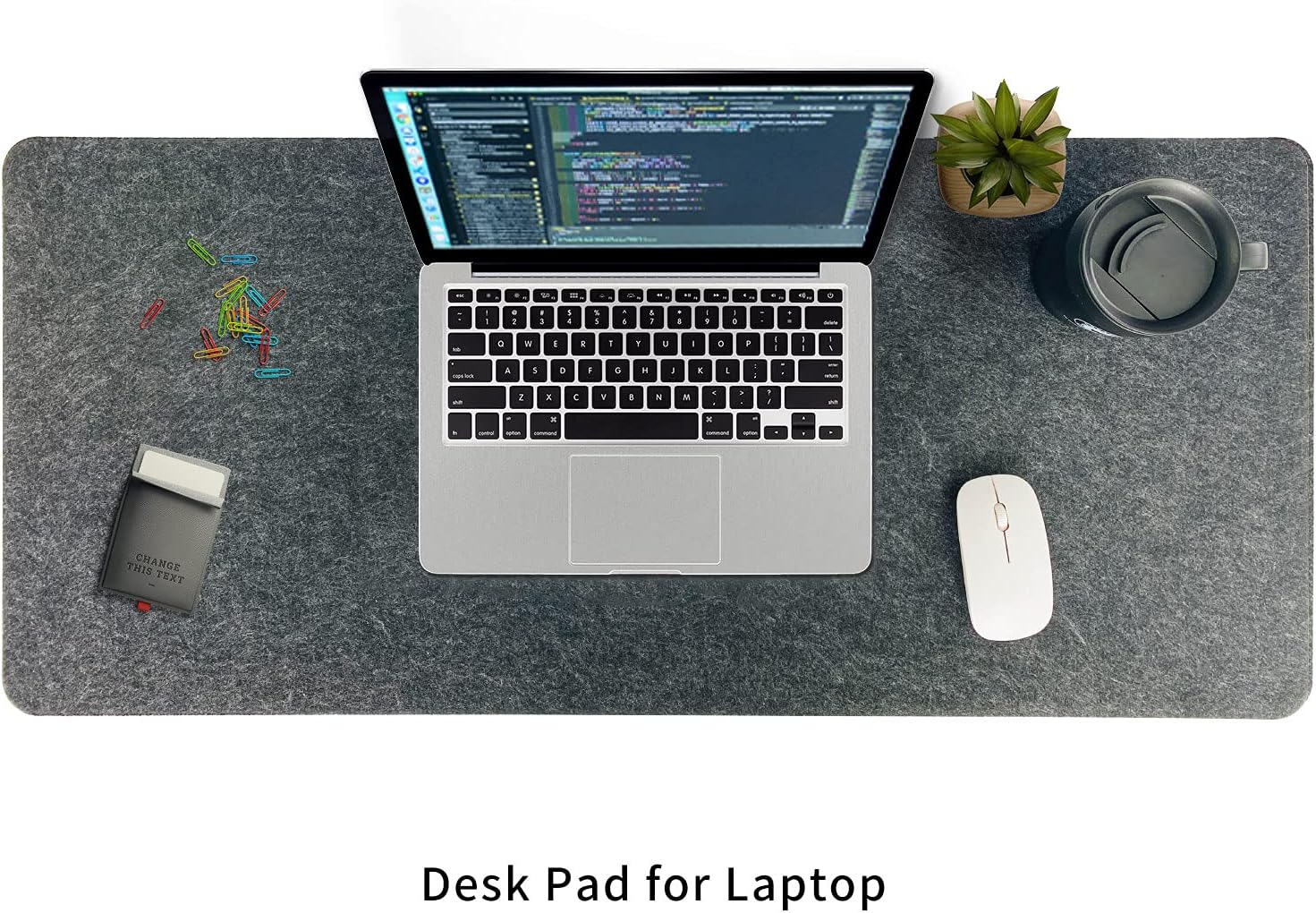 Non-Slip Felt Desk Mat,36 x 16 Inches Large Desk Pad Protector | Office Computer Desk Mat for Full Keyboard and Mouse Pad,Dark Grey - view 8