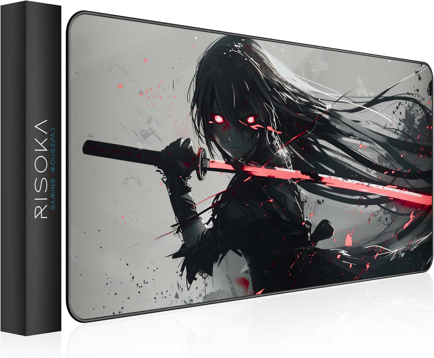 XXL anime gaming mouse pad 35.4 x 15.7 inch - water-resistant | stitched edges - large XL mousepad for desk - gamer accessories big full deskpad mat game mousepads deskmat
