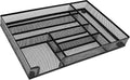 Metal Mesh Desk Drawer Organizer Tray, 6-Compartment Office Drawer Organizer for Pens Supplies, 12.6"x8.27"x1.57" Black