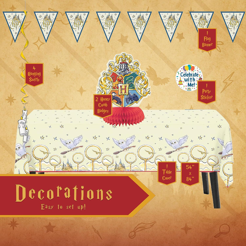 Harry Potter Party Kit | Deluxe Party For 16 | Officially Licensed | Plates, Napkins, Paper Table Cover, Decor Kit | Wizard Birthday Decorations For Kids, Fast Setup, Cohesive Party Look - view 3