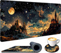 Extended Large Mouse Pad for Desk 35.4 X 15.7 Full Desk Mousepad for Keyboard and Mouse Mat Desktop Decor and Accessories XXL Mouse Pad for Home Office Mousepad Castle Night