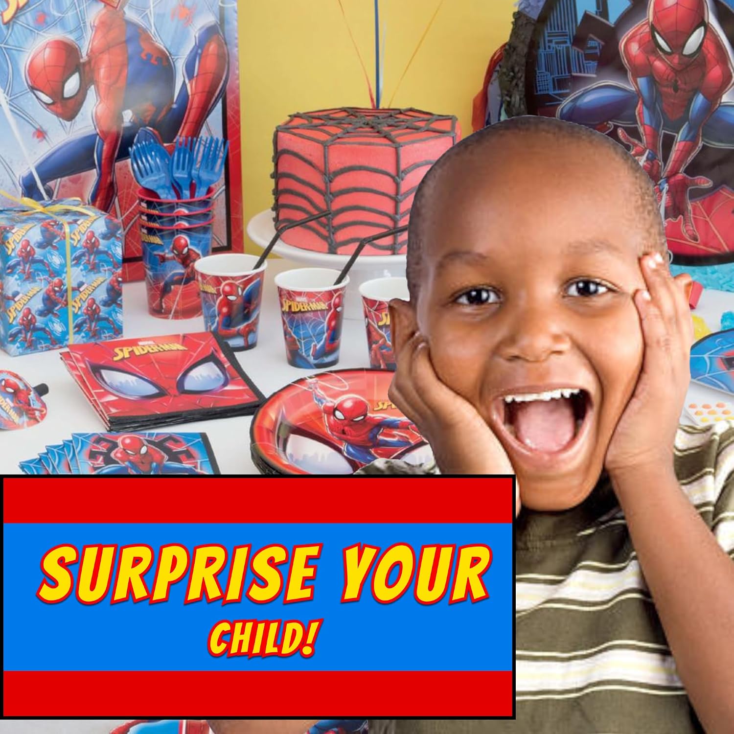 Spider-Man Party Supplies | Deluxe Tableware Party Kit | Serves 16 | Officially Licensed | Plates, Napkins, Cups, Table Cover, and Banner | Birthday Decor For Kids, Quick Setup - view 7