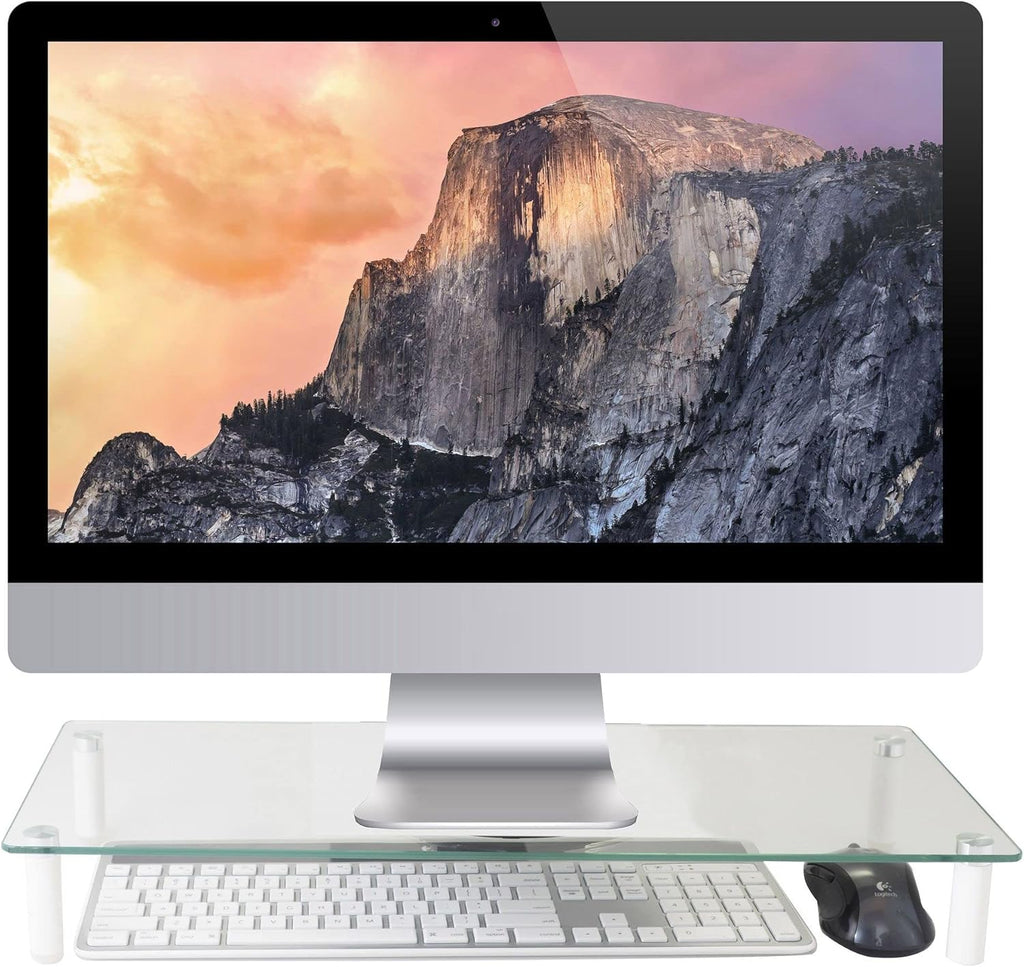 Glass Monitor Riser with 5mm Tempered Glass Platform and 40-Pound Capacity, 22-Inch W x 8.25-Inch D x 3.25-Inch H, Clear Glass (MS370) - view 4