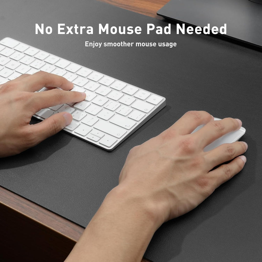 Leather desk pad protector, mouse pad, office desk mat, non-slip PU leather desk blotter, laptop desk pad, waterproof desk writing pad for office and home (gray, 23.6" x 13.7") - view 4