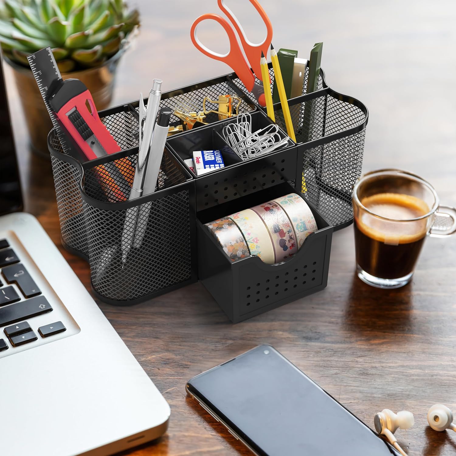 Desk Organizers Pen Holder Office Caddy Storage, Black - view 3