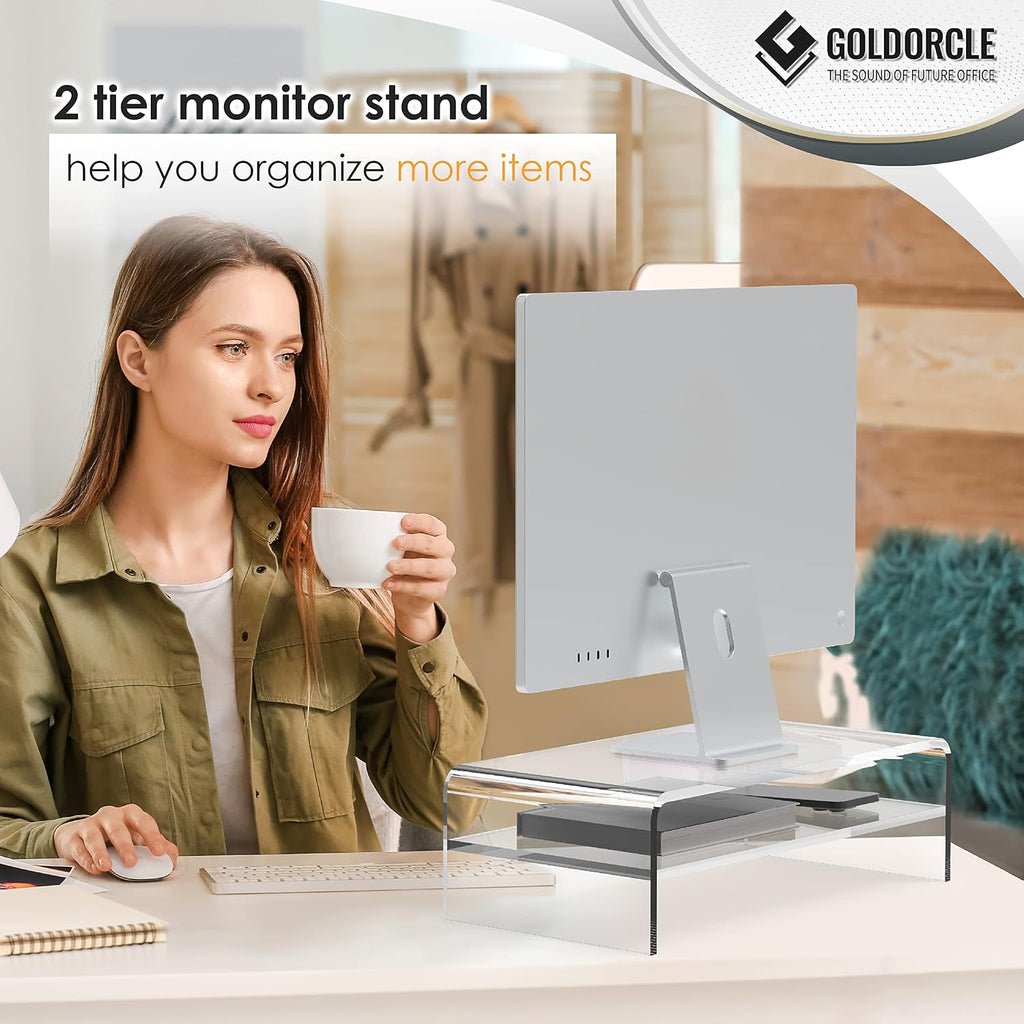Acrylic Monitor Stand Riser Clear Computer Monitor Stand (Big) - view 6