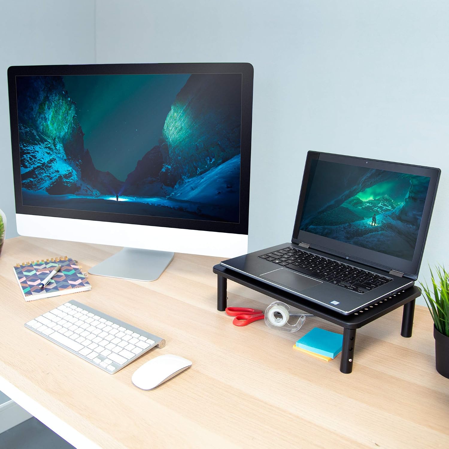Mount-It! Height Adjustable Single Monitor Riser | Metal Mesh Computer Screen Platform | Desktop Riser for Laptop, Monitor, and Printer | 44lbs Capacity (Black) - view 5
