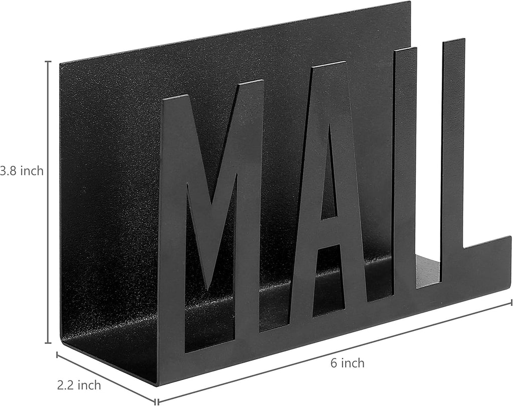 Modern Black Mail Holder Organizer with Cutout MAIL Lettering Design | Office Desktop Countertop Envelope and Document Storage Rack Entryway Office Home Storage Decorative Display - view 4
