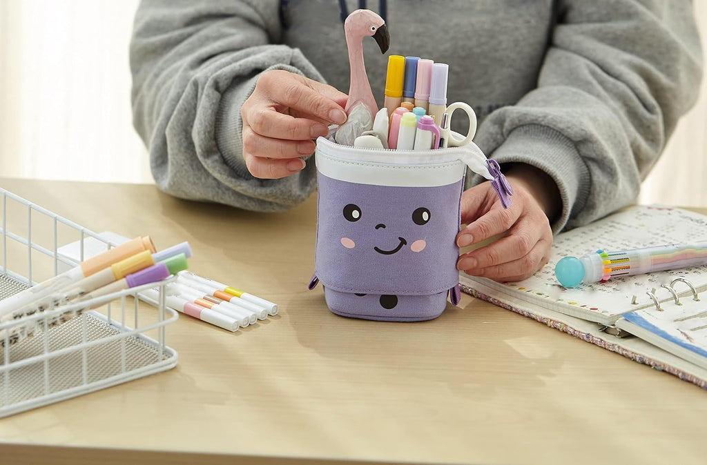 Telescopic pencil bag pen holder pop up stationery case, stand-up retractable transformer bag standing organizer, great for Christmas holiday new year office bag - view 6