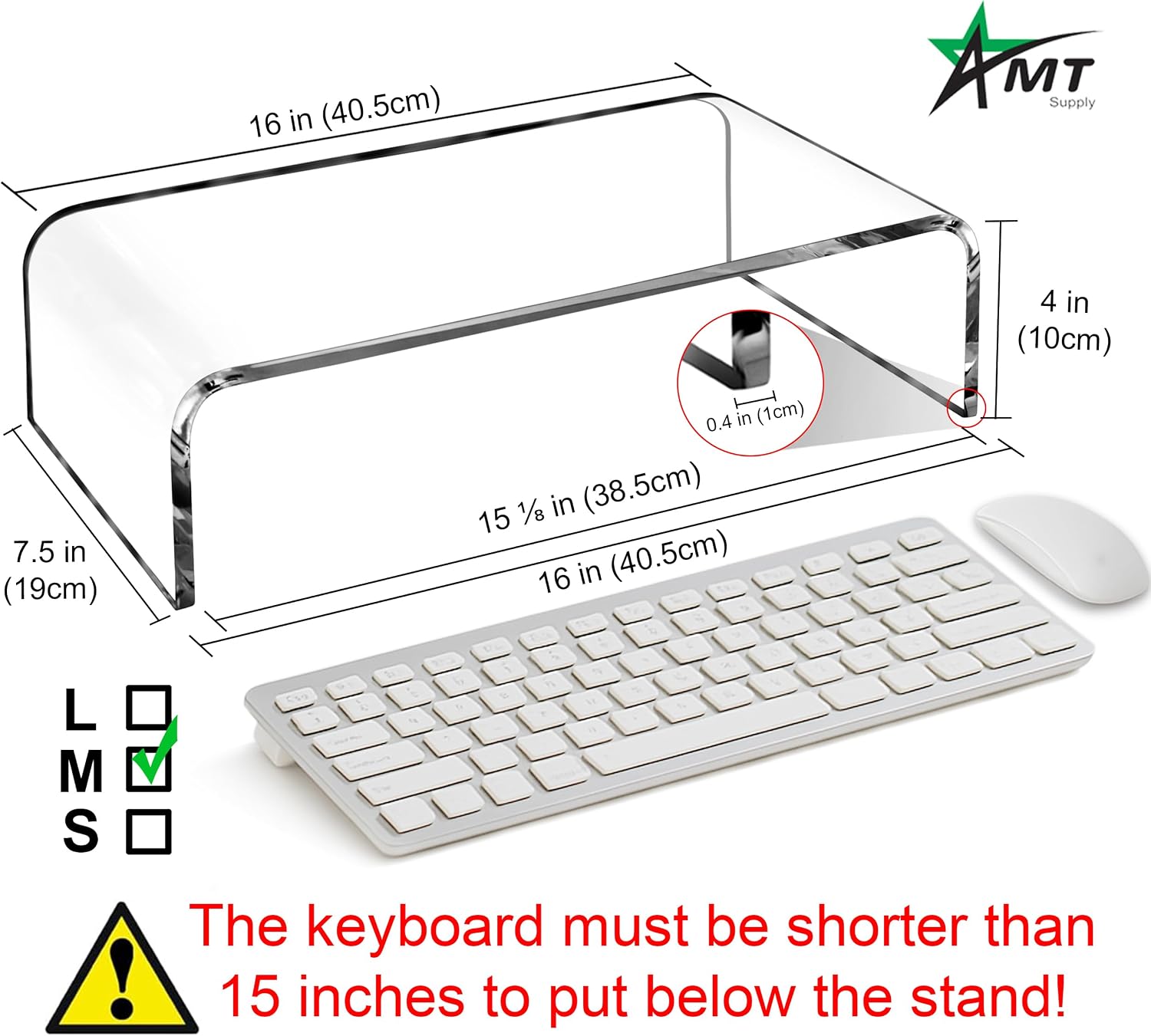 Premium acrylic clear monitor stand laptop/PC/multimedia monitor riser for home office - view 6