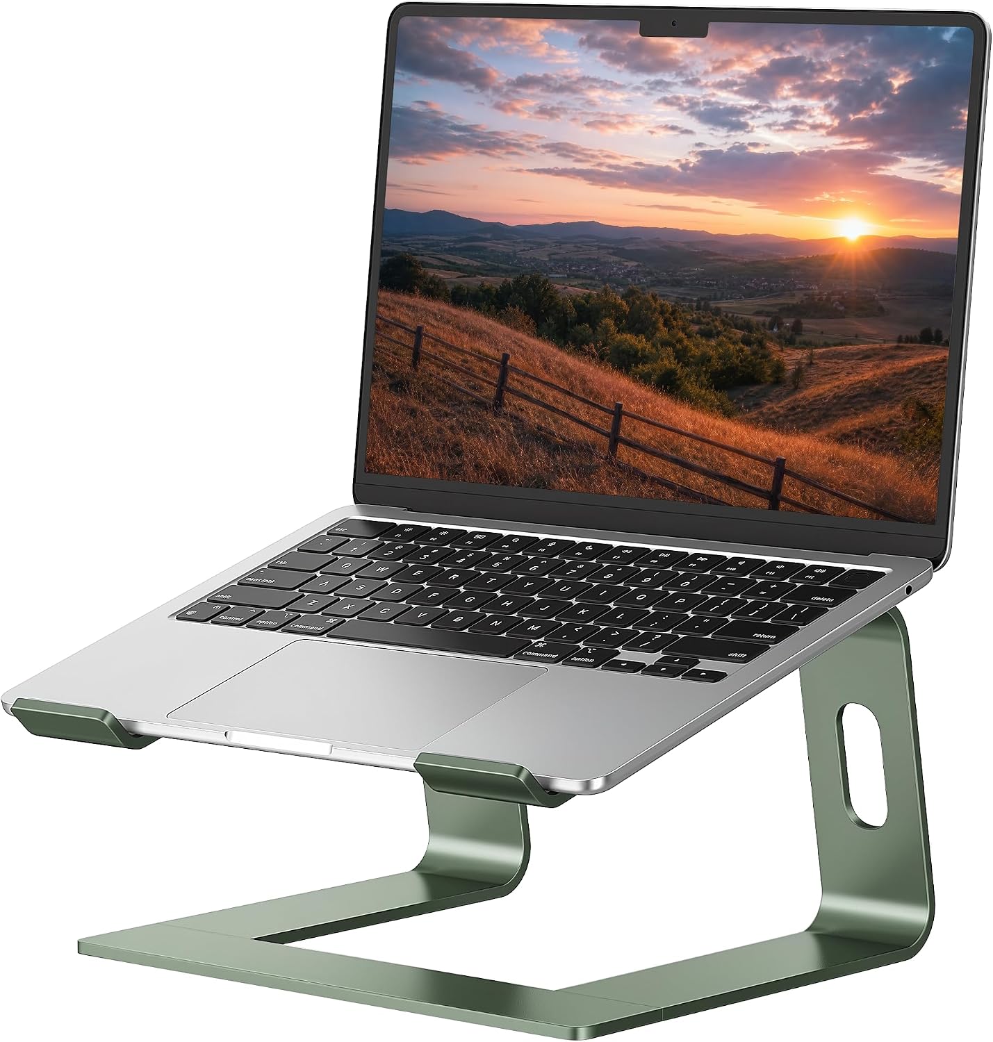 Laptop Stand, Aluminum Computer Riser, Ergonomic Laptops Elevator for Desk, Metal Holder Compatible with 10 to 15.6 Inches Notebook Computer, Green