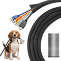 10ft - 1/2 inch Cable Sleeve Cord Protector from Pets No Chew, Split-Braided PVC Wire Loom Tubing for Desk Computer USB TV Cord Organizer, Easy Set-up Cable Management Sleeve Kit, Black